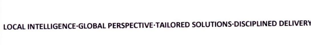 LOCAL INTELLIGENCE&middot;GLOBAL PERSPECTIVE&middot;TAILORED SOLUTIONS&middot;DISCIPLINED DELIVERY
