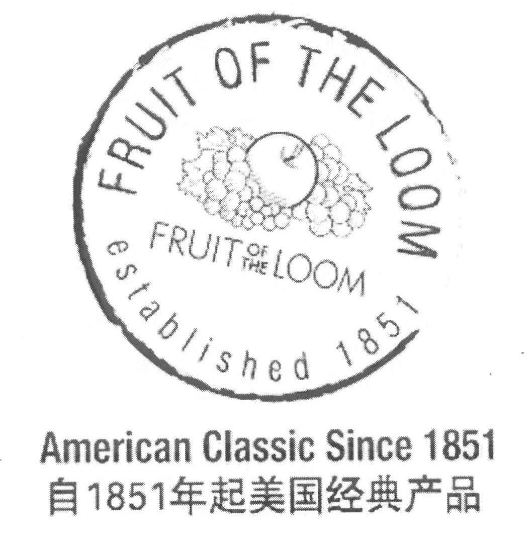 自1851年起美国经典产品 AMERICAN CLASSICS SINCE1851 FRUIT OF THE LOOM ESTABLISHED