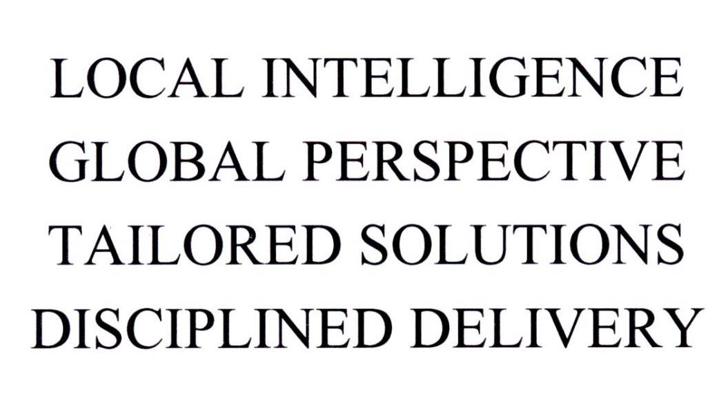 LOCAL INTELLIGENCE GLOBAL PERSPECTIVE TAILORED SOLUTIONS SOLUTIONS DISCIPLINED DELIVERY