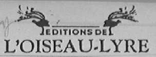 EDITIONS DE L'OISEAU-LYRE