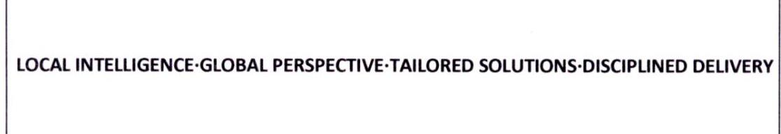LOCAL INTELLIGENCE GLOBAL PERSPECTIVE TAILORED SOLUTIONS DISCIPLINED DELIVERY