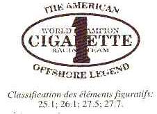 THE AMERICAN WORLD AMRION CIGARETTE RACIN TEAM OFFSHORE LEGEND;1