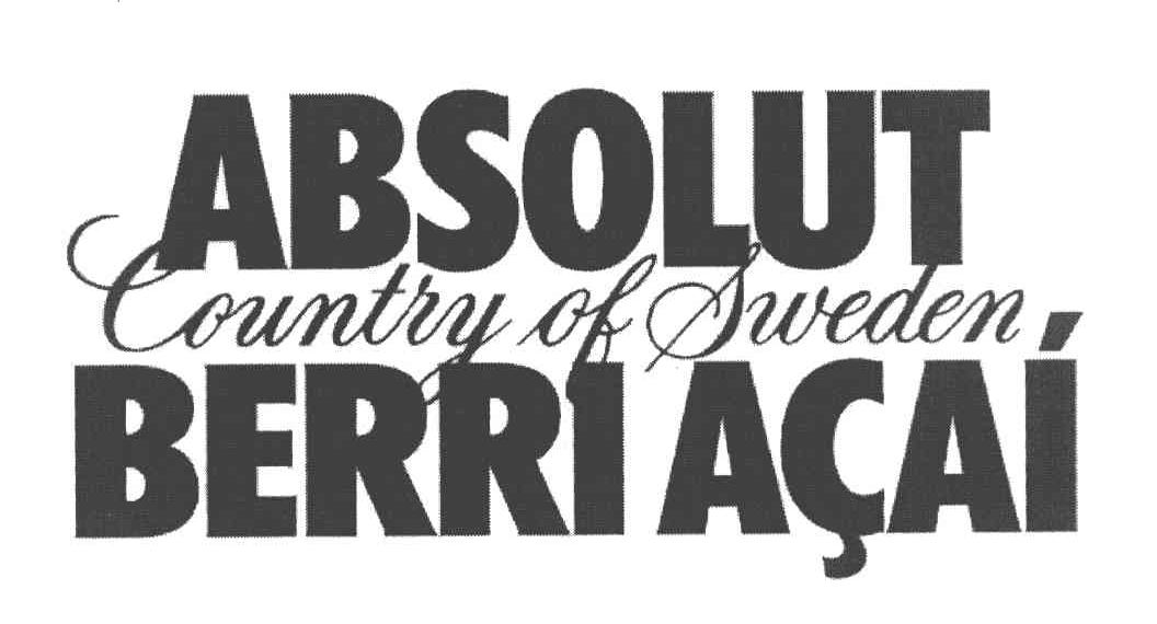 ABSOLUT BERRIACAI COUNTRY OF SWEDEN