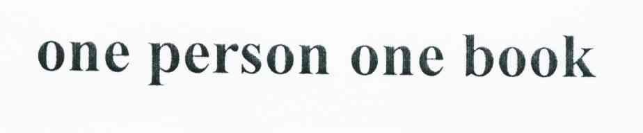 ONE PERSON ONE BOOK