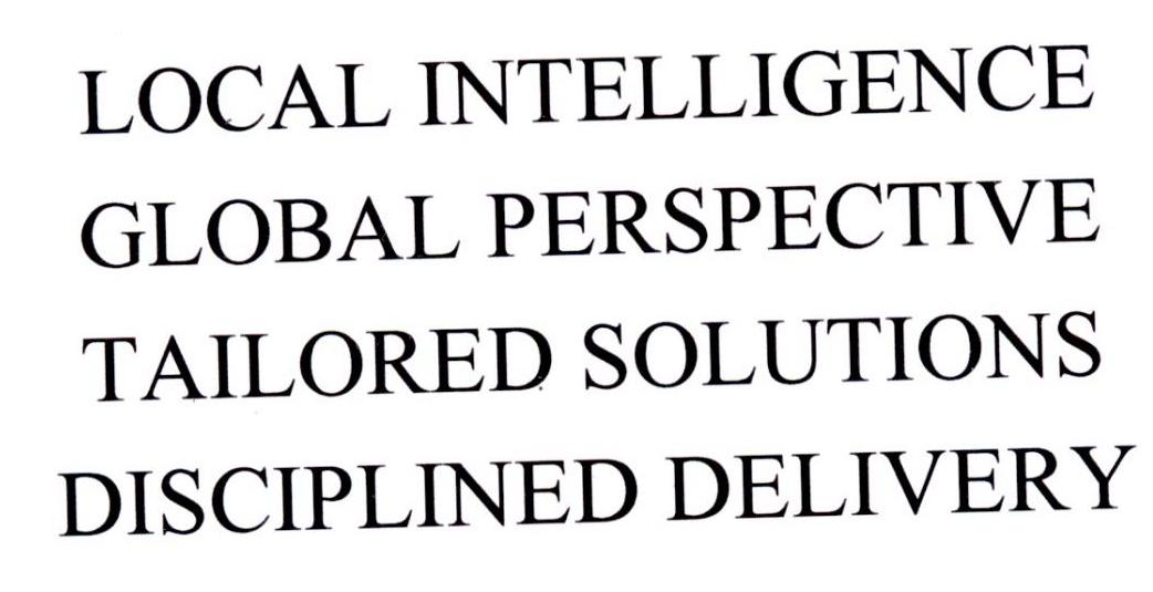 LOCAL INTELLIGENCE GLOBAL PERSPECTIVE TAILORED SOLUTIONS SOLUTIONS DISCIPLINED DELIVERY