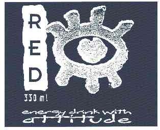 RED；ENERGY DRINK WITH ATTITUDE
