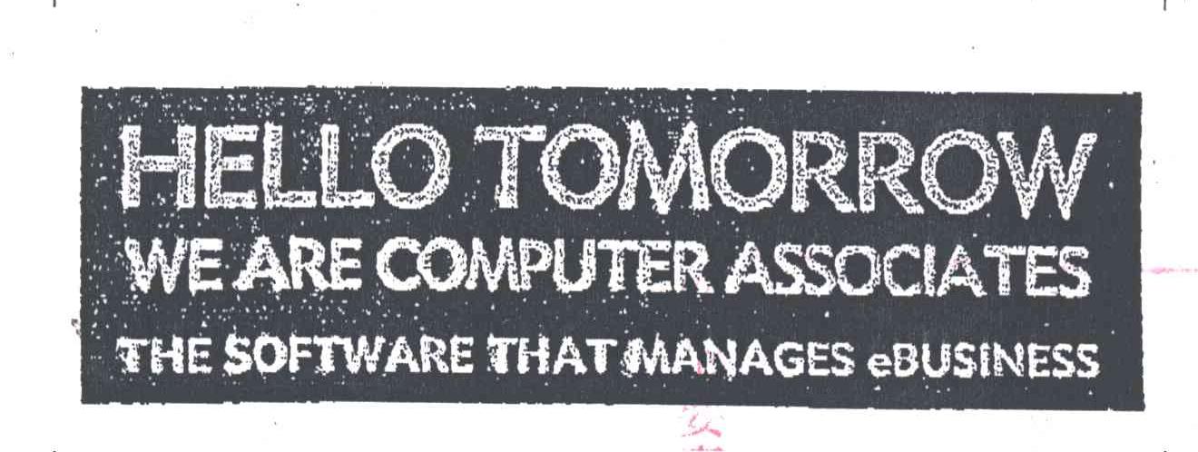 HELLO TOMORROW WEARE ASSOCIATES THE SOFTWARE THAT MANAGESESUSINESS